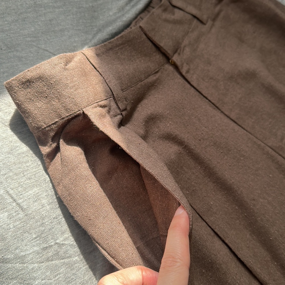 💥LAST CHANCE💥 NWT Laude the Label Hepburn Pleated Trouser Pant - Morel Silk Noil - Picture 12 of 17